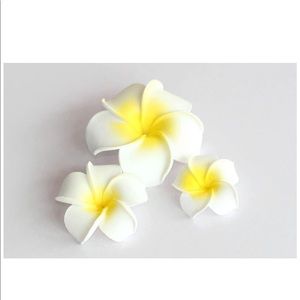 3Pc Hawaiian White Plumeria Flower Foam Hair Clips